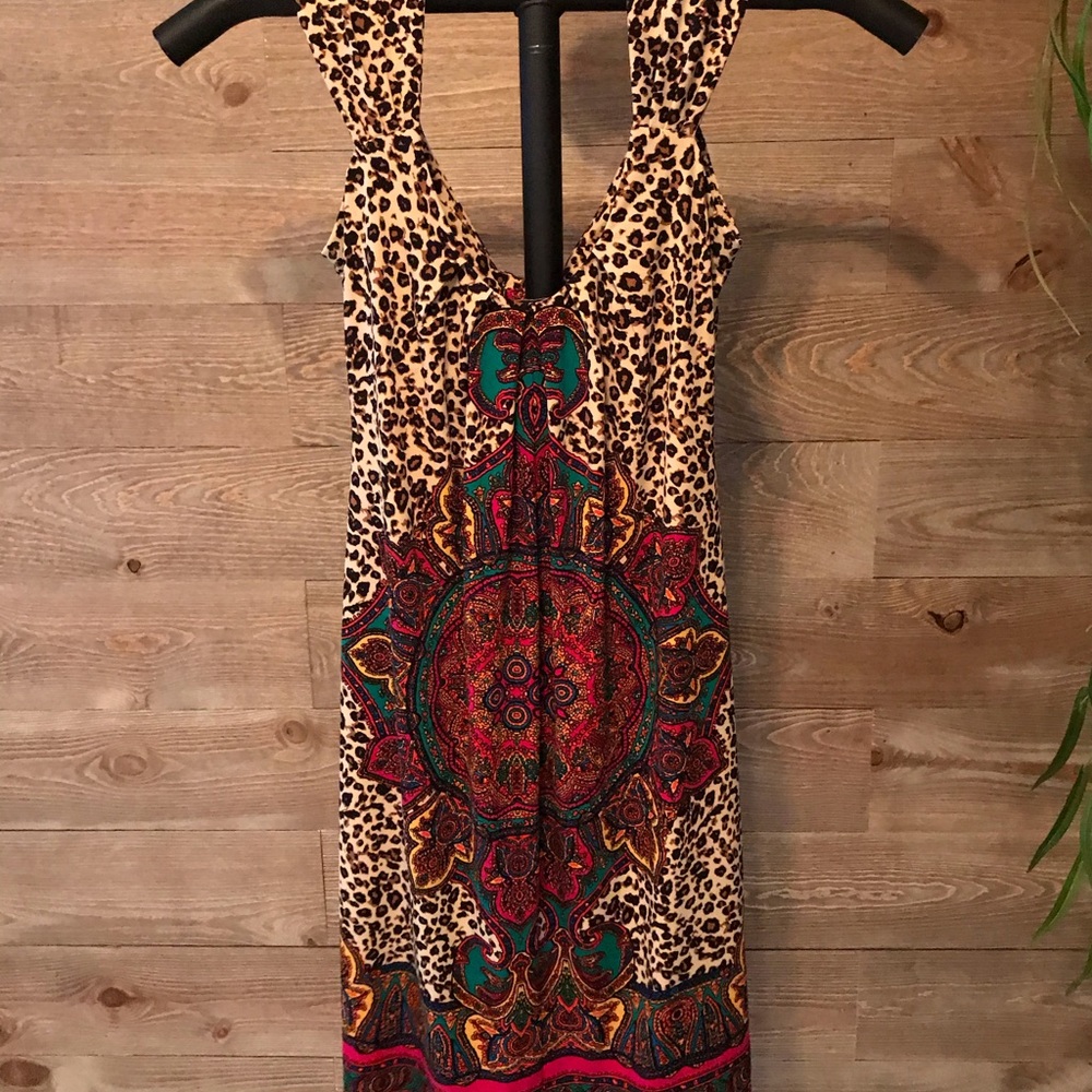 Leopard/tribal print sleeveless dress size 4 - Picture 2 of 2